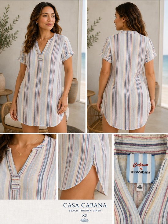 Casa Cabana Other - Cabana by casa cabana Women's Multicolor Stripe Beach Cover-Up Tunic - XS